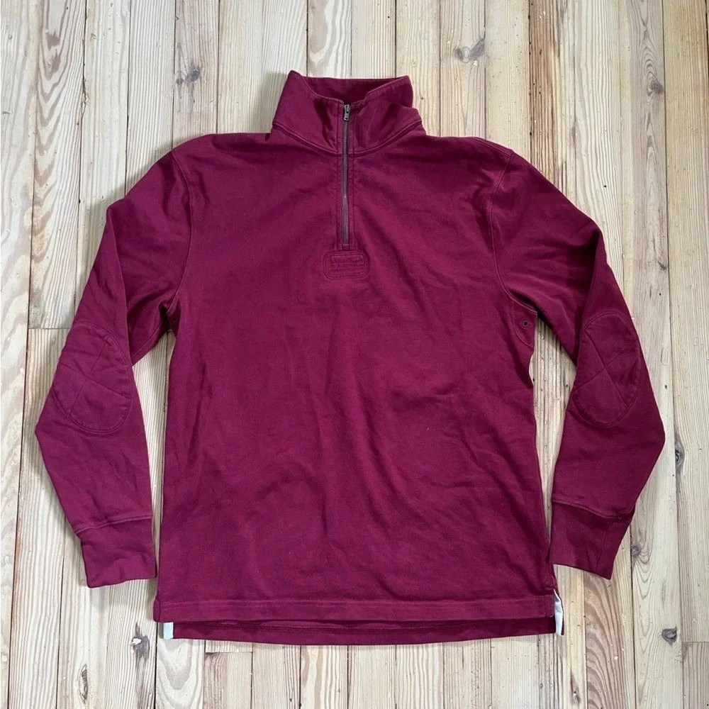 Vintage J.Crew Maroon Utility Casual Quarterzip Jacket with Elbow Patches sz S